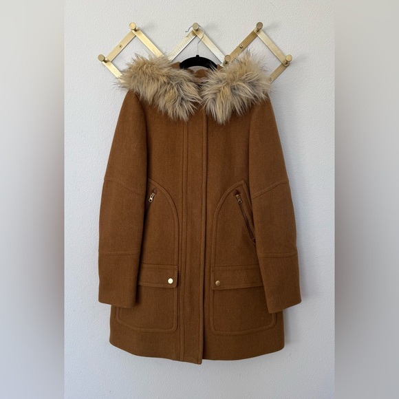 J.CREW Original Style Chateau Parka Stadium Cloth Wool Heather Acorn Size 4 - Picture 5 of 7